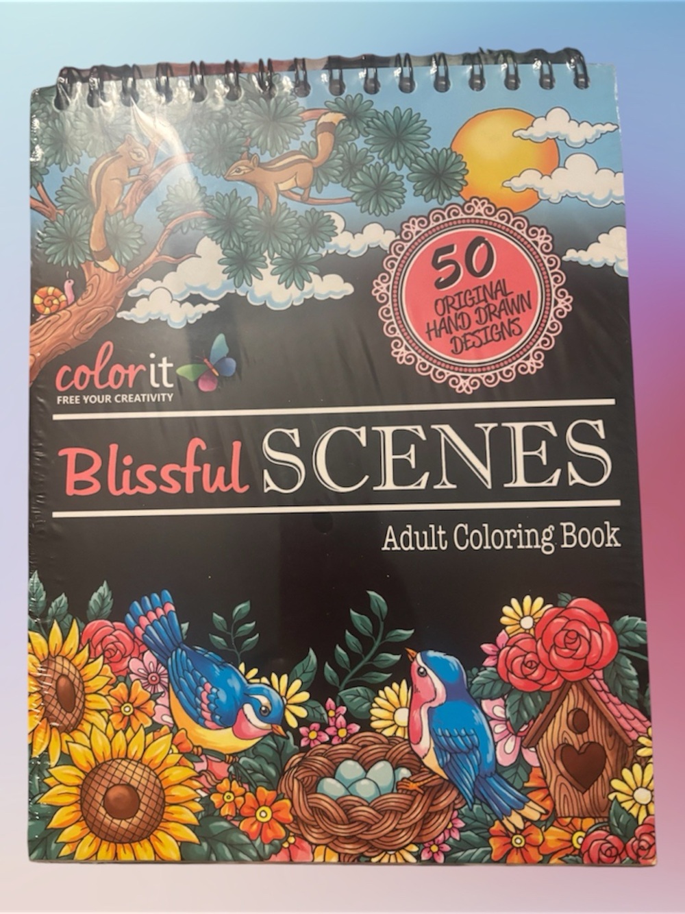 Color it Blissful Scenes Adult Coloring Book - Black & Multicolor